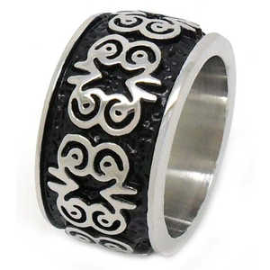 Anillo de Acero Inoxidable para Hombre, Diseño Vintage con Incrustaciones en Plata y Oro, Joyería Moderna Geométrica Principalmente de Aleación - HS29 - Product Image 6