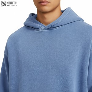 Poliéster/algodón polar 180 gramos sudaderas con capucha de invierno hombre pesado ácido lavado pulóver sudadera secado rápido transpirable bolsillo personalizado - Product Image 4