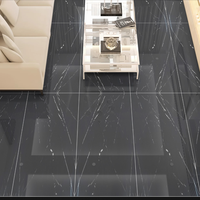 Carreaux de porcelaine noire polie de luxe 600x1200mm, carreaux de sol et d'intérieur haute brillance, finition noire de luxe super brillante
