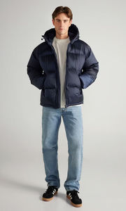 แจ็กเก็ตขนเป็ดแบบผูกเชือกมีฮู้ดแขนยาวมีกระเป๋าข้างและแขนเสื้อยืดหยุ่นแจ็กเก็ตบุบอุ่นสำหรับผู้ชาย - Product Image 6