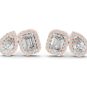 Boucles d'oreilles en diamant de laboratoire 3,906 CT, taille coussin et poire, or 18 carats, 14 carats, 10 carats et argent 925, or rose, or jaune, or blanc - Product Image 1