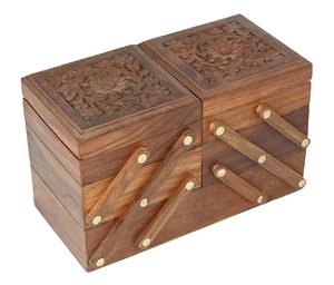 Caja de Joyería Rectangular de Madera Pintada a Mano, Duradera, Hecha en India, para Guardar Dulces, Regalo, Diwali, Boda, Henna, Haldi, Mehndi - Product Image 2
