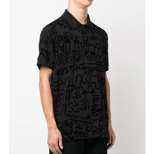 เสื้อโปโลเข้ารูปแฟชั่นใหม่สำหรับผู้ชายเสื้อโปโลผ้าคอตตอนกราฟฟิตีพิมพ์ลายแขนสั้นแห้งเร็วแห้งเร็ว100% - Product Image 2