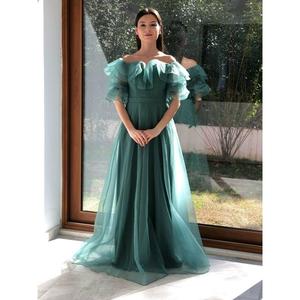 Yıldızlar donna Dalya tessuto con collo a barca manica ampia gonna da sera Jn1554 1554