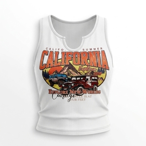 Explorer Summer Tank <b>Top</b> Women's Cotton Scoop Neck Casual Printed Design Breathable Knitted Front Logo OEM ODM - Product Image 4