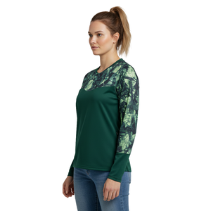 <b>Ladies</b> Full Sleeve Printed Tee Knitted Digital Printing Breathable Lightweight Soft Mercerized Cotton Fabric Stylish Casual Wear - Product Image 3