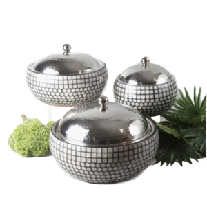 Latest Design Metal Casserole <b>Dish</b> <b>with</b> Mother-Of-Pearl <b>Lid</b> for <b>Serving</b> Warm Food in Hotel Restaurant Home. for Catering Use - Product Image 5