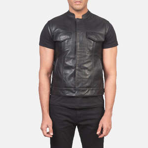 Gilet en cuir noir Atlas Moto respirant, imperméable, coupe-vent, réfléchissant, personnalisé, en toile de denim de haute qualité, grandes tailles disponibles, imprimé - Product Image 4