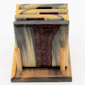 Indian Hot Selling Latest <b>Wooden</b> Coaster Square MDF <b>Placemat</b> with Attractive Resin Inlaid Classic Style - Product Image 4