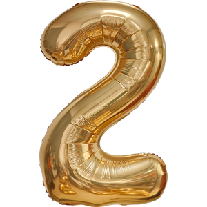 Palloncino Numero 2 in Foil Dorato Champagne 1M per Decorazioni Festa - Product Image 1