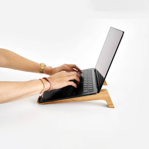 ขาตั้งแล็ปท็อปแบบพกพาทำจากไม้ธรรมชาติสำหรับใช้ในบ้านและสำนักงานที่วางแขนแนวตั้งสำหรับคอมพิวเตอร์ส่วนบุคคล - Product Image 3