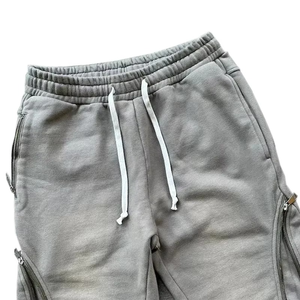 Custom Wide Leg Stacked Pants <b>Polyester</b> <b>Joggers</b> Flare Baggy Nylon Cargo Track Pant With Button Design OEM men's trousers - Product Image 4