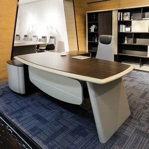 Bureau de direction ergonomique en L moderne et high-tech, assemblé, durable, en bois écologique, avec rangement, pour villa - Product Image 3