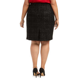 Gonna a tubino in tweed nera Calvin Klein da donna taglie forti, modello avvolgente midi, taglia 18W per primavera/estate - Product Image 2