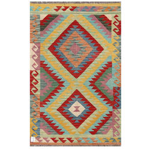 Alfombra Kilim de Maimana, Afganistán, 154 x 97 cm, Alfombras y Juegos de Alfombras - Product Image 1