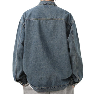 Vente chaude de la saison, veste en jean d'hiver pour homme, coupe ample, couleur unie, grande capacité, style décontracté, vêtement d'extérieur polyvalent - Product Image 2