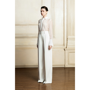 กางเกงขากว้างมีสองจีบและตัดตรงให้ดูเพรียวบางและสง่างามทำจากผ้าสแปนเด็กซ์เรยอนนุ่ม - Product Image 3