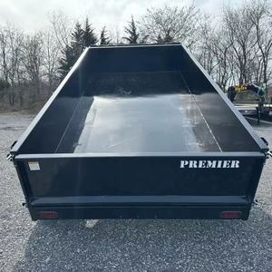 Premier 6X12 Remolque de caja de perfil bajo Acero de calidad CJ 83 \ "x14 '14K GVWR 4 Semirremolque de plataforma plana de lado alto con puerta esparcidora - Product Image 4