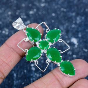 Nueva llegada Natural verde ónix pera facetado corte sólido 925 plata esterlina plateado diseñador colgante para mujer joyería al por mayor - Product Image 4