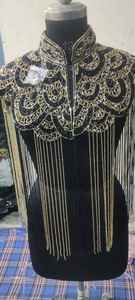 ชุดทรงตรงปักเลื่อมติดลูกปัดเสื้อคลุมแนวเบอร์เลสก์สง่างามชุดประดับด้วยลูกปัดสำหรับงานรื่นเริงคลับประดับมุกที่ยึดโลโก้หลังแบบธรรมชาติ - Product Image 6