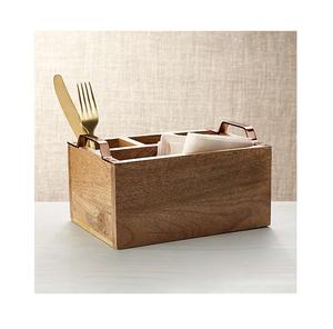 Handcrafted Acacia Wooden Caddy with Double Tiers Modern Style Customized Design Fancy Wood Bar Caddy Exported by Manufacturer - Product Image 6