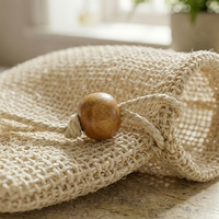 SHINY Sac de rangement pour savon en sisal biodégradable avec logo personnalisé, sacs économiseurs de savon en maille de sisal avec cordon de serrage