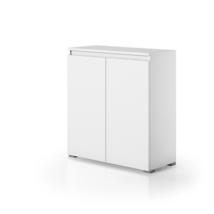 ตู้เก็บของห้องนั่งเล่นแบบมีมือจับฝังพร้อมบานเปิด 2 บานและชั้นวางปรับระดับได้ 3 ชั้น โซลูชั่นการจัดเก็บอเนกประสงค์ - Product Image 1