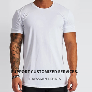 Nueva Camiseta Larga Ajustada para Hombre 2025, Camisetas Largas Ajustadas de Algodón para Hombre, Dobladillo Curvo Más Largo, Ropa Casual para Gimnasio y Musculación - Product Image 4