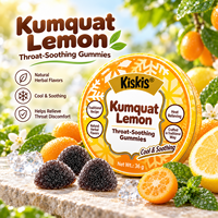 KisKis Gommes Apaisantes pour la Gorge au Kumquat et Citron, Soin Herbal Chinois pour la Gorge, Gommes Dures avec Jus de Fruits Naturels
