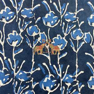 Tela de Algodón Ligera de Verano con Estampado Floral Indigo Indio de Alta Calidad, Hermosa para Decoración del Hogar - Product Image 6