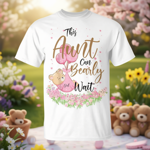 T-shirt promotionnel Aunt Bearly Wait pour bébé fille, thème printemps, Baby Bear Baby Shower - Product Image 3
