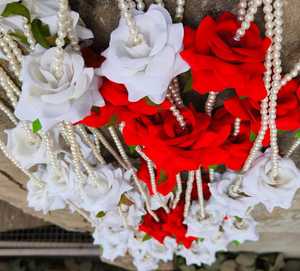 พวงมาลัยดอกไม้กุหลาบมุกสำหรับตกแต่งงานแต่งงานตกแต่งเทศกาลฮาลดีเมเนดี้ฉากหลังสำหรับเวทีงานเฉลิมฉลองแขวนผนังสำหรับอาบน้ำเด็ก - Product Image 3