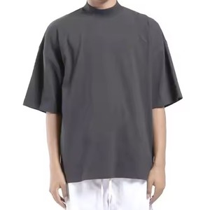 Unisex Regular Fit 100% Cotton Knitted Heavy <b>Weight</b> Drop Shoulder Crew Neck T-Shirt-OEM Boxy <b>Blank</b> for Men Breathable Quick Dry - Product Image 2