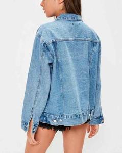 Vestes en jean longues bleu surdimensionné de haute qualité Veste en jean pour femmes en détresse Vente en gros Vestes en jean Fournisseurs - Product Image 5