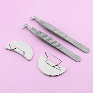 Professional 90 Degree Boot Volume Tweezer Eyelash Extension Curved Moon <b>Mirror</b> Stainless Steel Diamond Grip Tweezers - Product Image 1