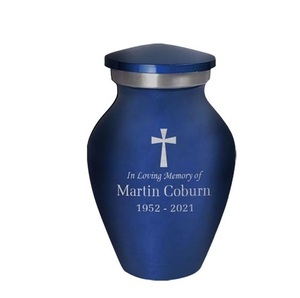 Engraved Always and Forever in Our Hearts <b>Small</b> Keepsake <b>Urn</b> Engraved Custom Size <b>Urns</b> <b>for</b> Adults <b>Human</b> <b>Ashes</b> Blue - Product Image 2