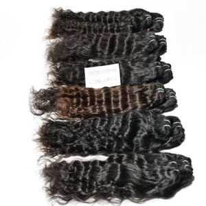 Extensiones de cabello humano virgen natural indio ondulado al por mayor sin procesamiento químico ¡Precio original del paquete de cinta de estilo rizado! - Product Image 1