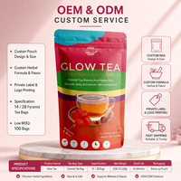 Thé de beauté éclatant à la rose, à base de plantes, marque privée OEM/ODM, thé éclaircissant pour la peau