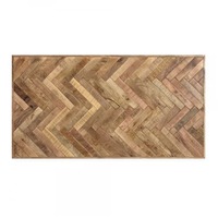 Ensemble de table à manger en bois d'acacia à motif chevron moderne avec cadre en fer, chaises de salle à manger pour usage hôtelier