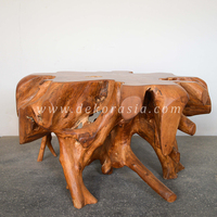Table basse moderne en bois massif de racine de teck Dekor Asia pour salon, avec couleur et forme personnalisables, fonctionnalités réglables