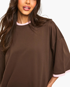 2025 haute qualité été tenue décontracté surdimensionné femmes T-shirt en gros 100% coton col rond goutte épaule dames t-shirt - Product Image 5