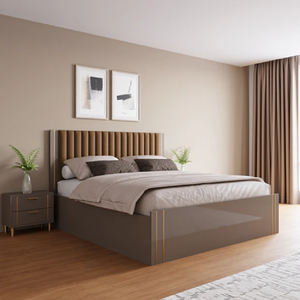 Cama de madera Sheesham con incrustaciones de textiles de colores-Cama tamaño King/Queen con diseño único de inspiración india, construcción de madera maciza - Product Image 5