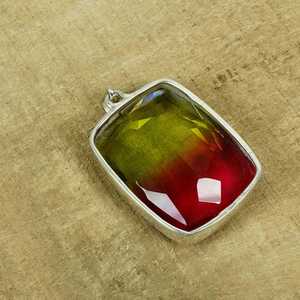 Pendentif en argent sterling 925 avec quartz pastèque, pierre précieuse facettée faite à la main, bijou élégant, cadeau pour femme - Product Image 2