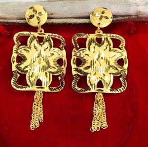 2 piezas Vintage Micro chapado en oro calidad latón europeo estilo africano pendientes pulseras conjunto Strand Zircon cadenas regulares - Product Image 5