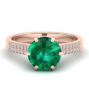 Bague en or blanc 14 carats avec émeraude ronde de 2,75 carats, prix de gros REYES, pour femmes, certifiée IGI, bijoux fins - Product Image 5