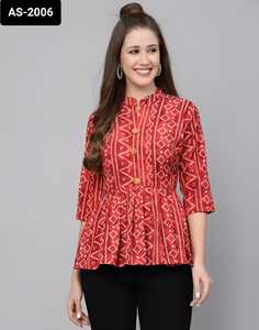 Colecciones de Kurtis de crape pesado corto de moda india con impresión digital para uso informal y diario Top de estilo étnico indio Kurtis - Product Image 2