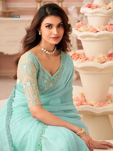 Designer exclusif de haute qualité soie Sari belle broderie séquence travail frontière qualité traditionnelle pakistanaise fête de mariage - Product Image 2