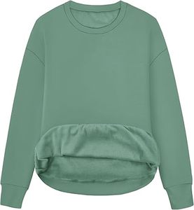 Sudadera de Mujer con Forro Polar, Cuello Redondo, Estilo Casual, Holgada, Suave, Manga Larga, para Otoño e Invierno 2026 - Product Image 1