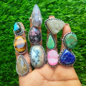 แหวนเงินชุบทองเหลืองประดับพลอยธรรมชาติขายส่ง แหวนแต่งงานสไตล์วินเทจสำหรับผู้หญิง แหวนแต่งงานสแตนเลส - Product Image 2