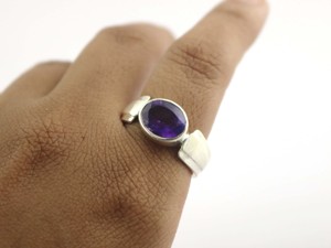 Natural Amethyst Gemstone 925 Sterling <b>Silver</b> Handmade <b>Chunky</b> <b>Ring</b> For Unisex February Birthstone - Product Image 4